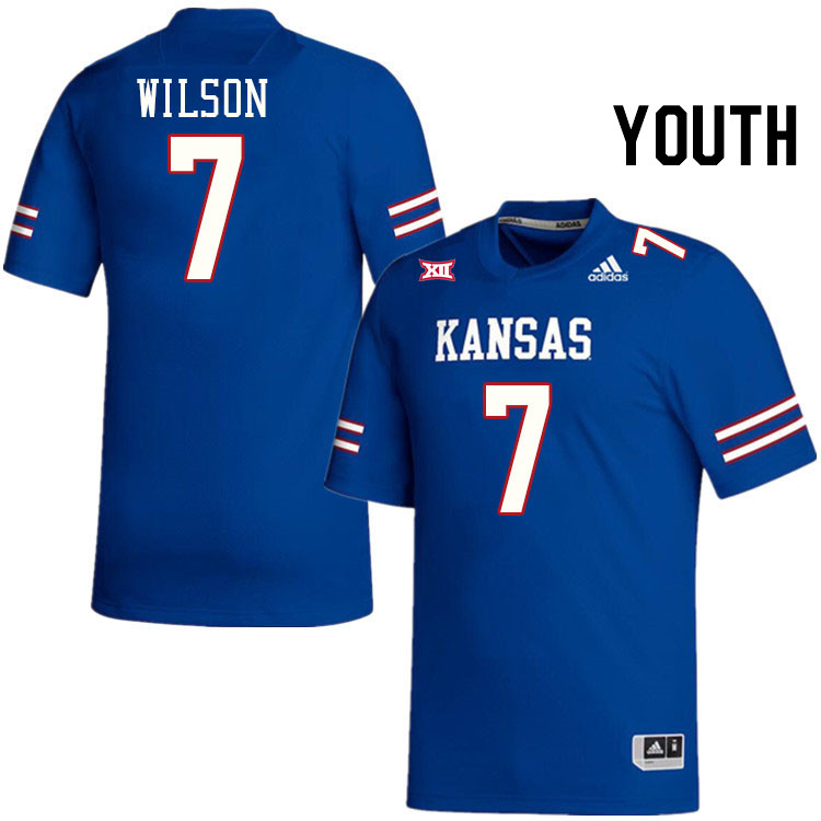 Youth #7 Trevor Wilson Kansas Jayhawks College Football Jerseys Stitched Sale-Royal